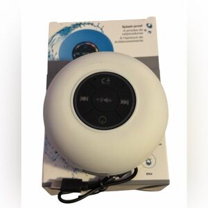 White Waterproof Bluetooth Speaker with Built-in Microphone